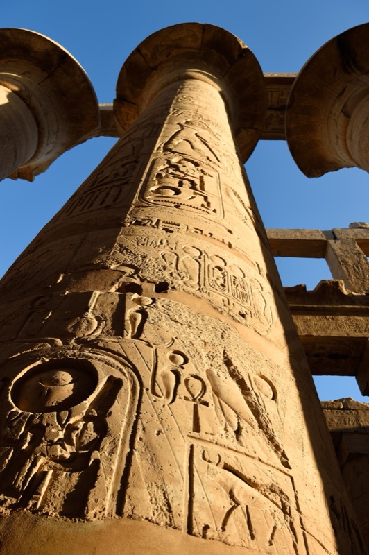Karnak Temple columns at dawn, Luxor, Egypt